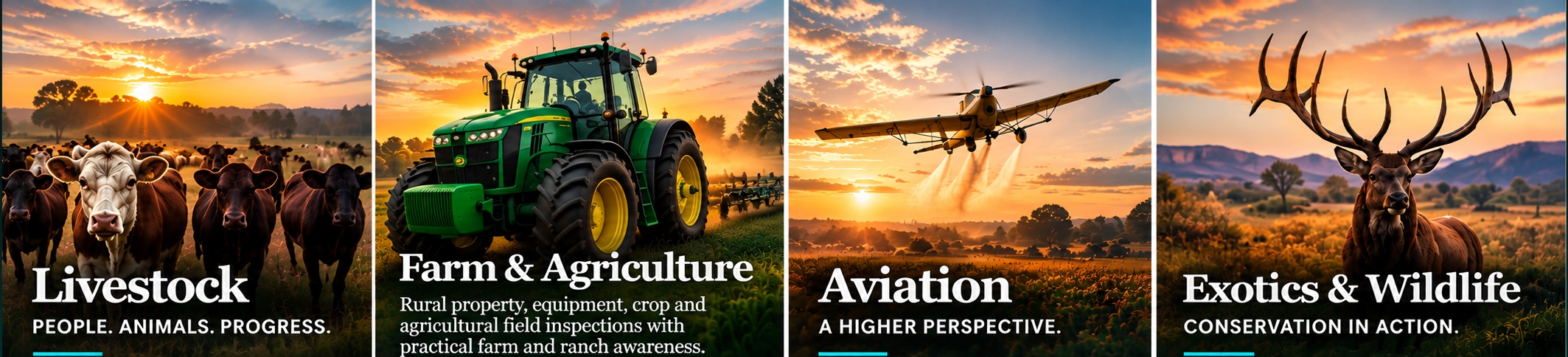 Livestock, Farm and Agriculture, Aviation, and Exotics and Wildlife services